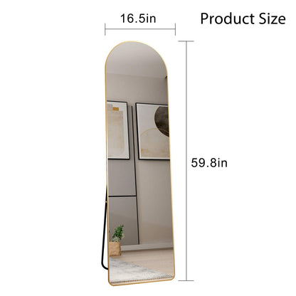The 1st generation of floor mounted full length mirrors Aluminum alloy metal frame arched wall mirror bathroom makeup mirror - FurniFindUSA