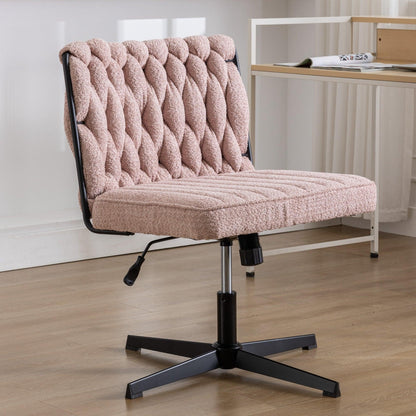 Armless Office Desk Chair No Wheels PINK - FurniFindUSA