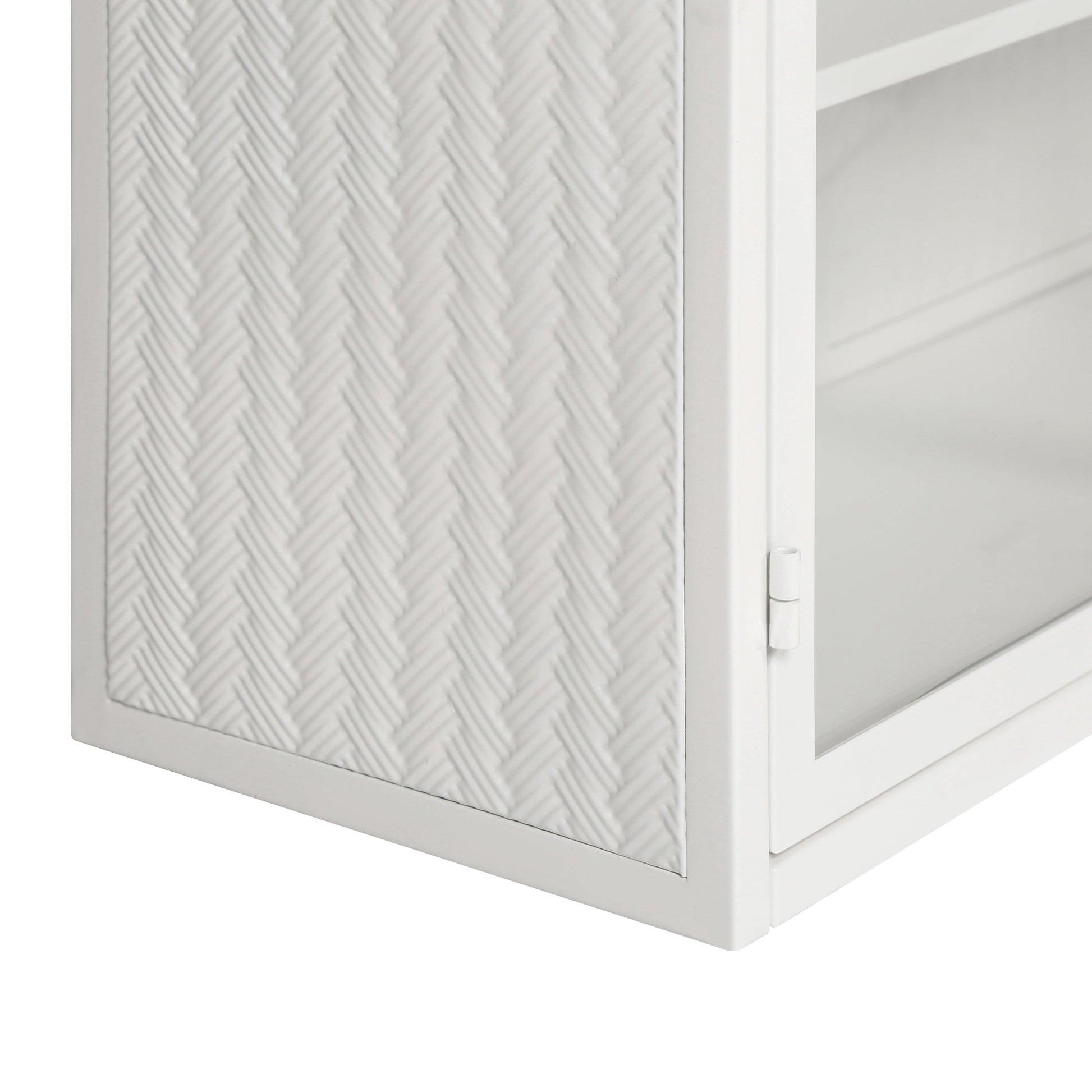 27.56"Glass Doors Modern Two-door Wall Cabinet with Featuring Three-tier Storage White - FurniFindUSA