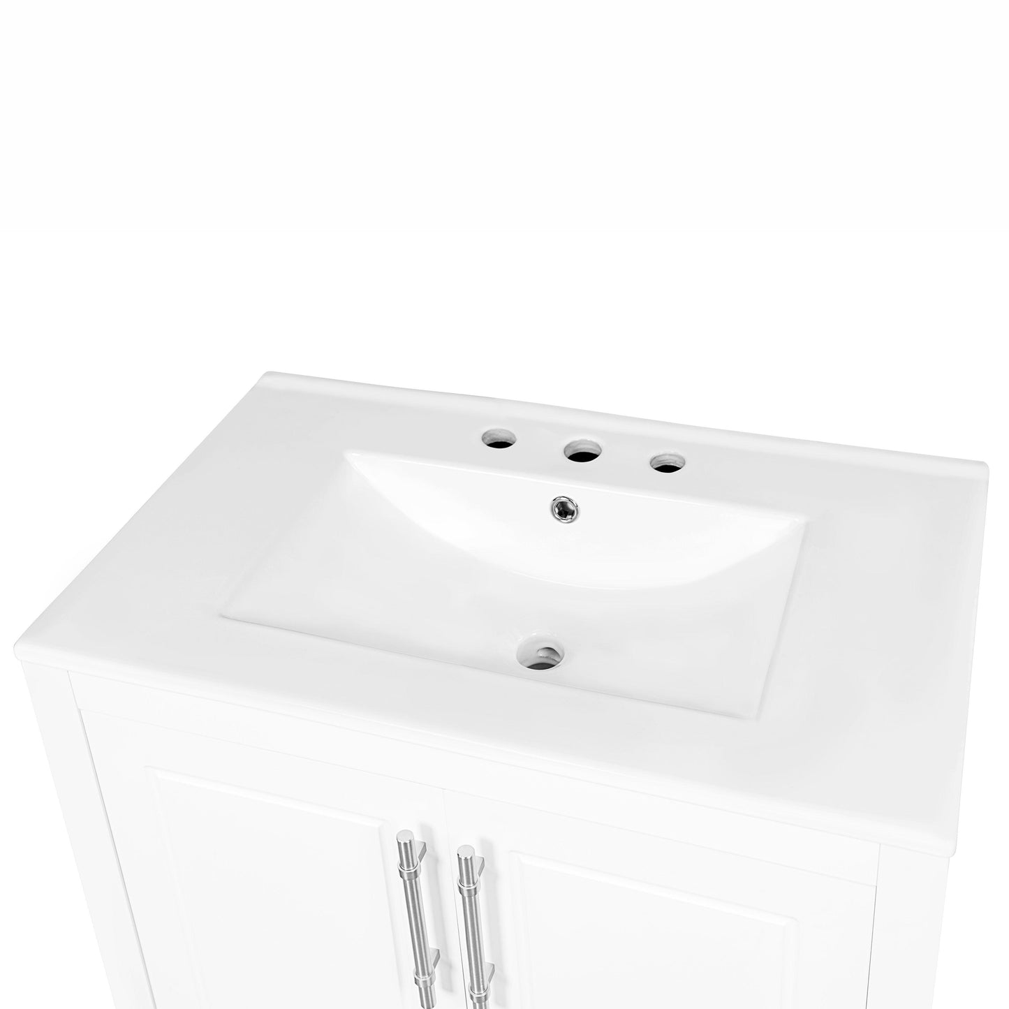 30" Bathroom Vanity with Sink Multi-functional Bathroom Cabinet with Doors and Drawers Solid Frame and MDF Board, White - FurniFindUSA