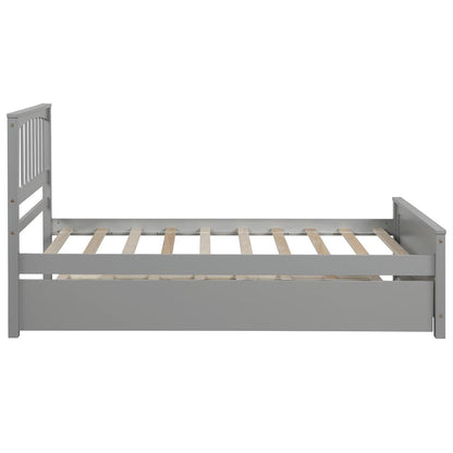 Twin size Platform Bed with Trundle Gray - FurniFindUSA