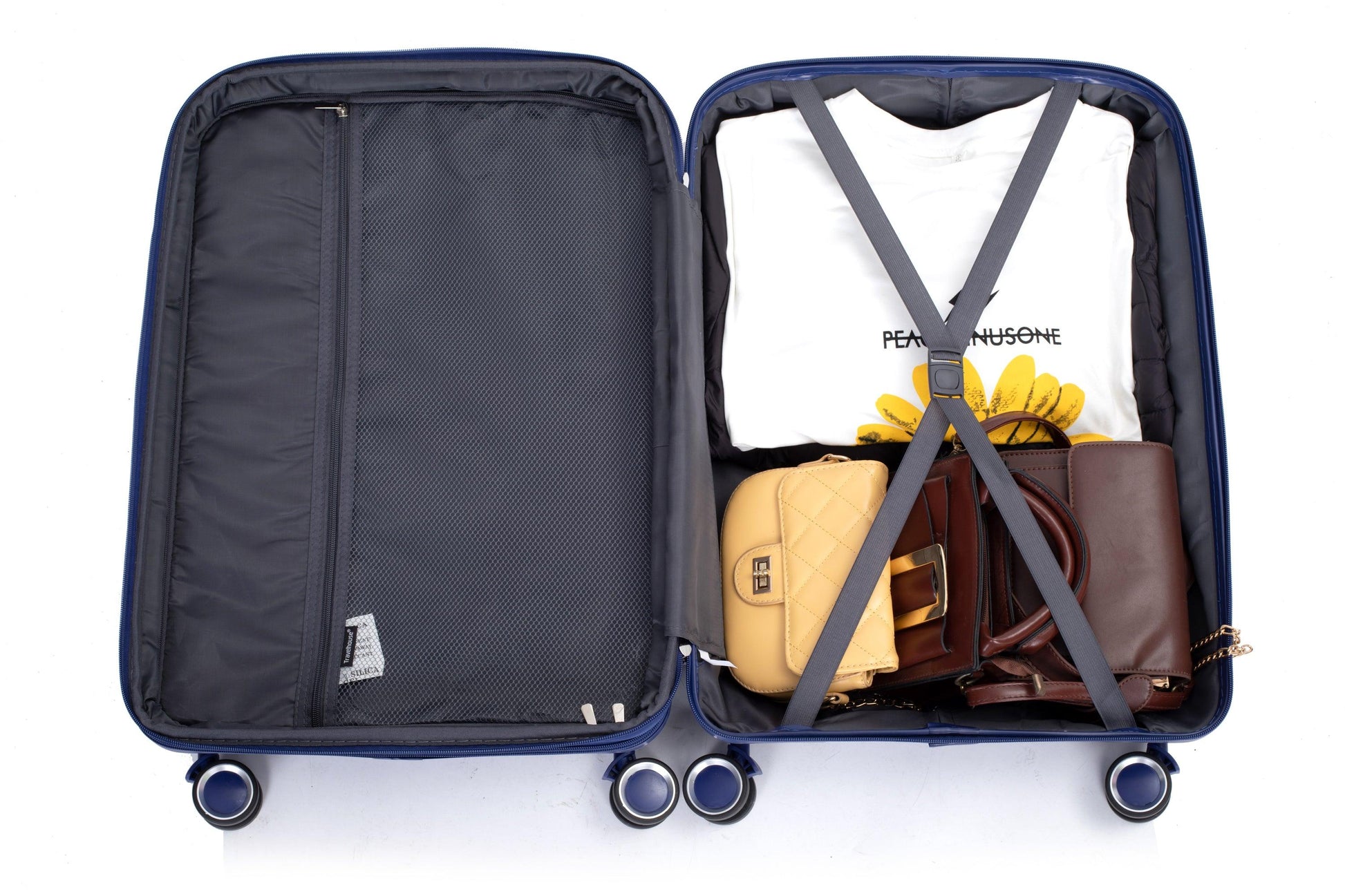 Expandable Hardshell Suitcase Double Spinner Wheels PP Luggage Sets Lightweight Durable ,3-Piece Set (20/24/28) ,Navy - FurniFindUSA