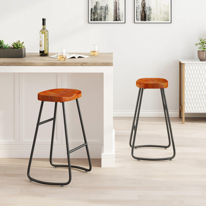29.52" Stylish and Minimalist Bar Stools Set of 2 Counter Height Bar Stools for Kitchen Island Brown - FurniFindUSA