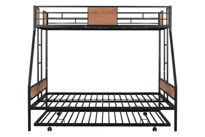 Metal Twin over Full Bunk Bed with Trundle/ Heavy-duty Sturdy Metal - FurniFindUSA