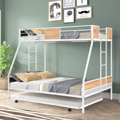 Metal Twin over Full Bunk Bed with Trundle - FurniFindUSA