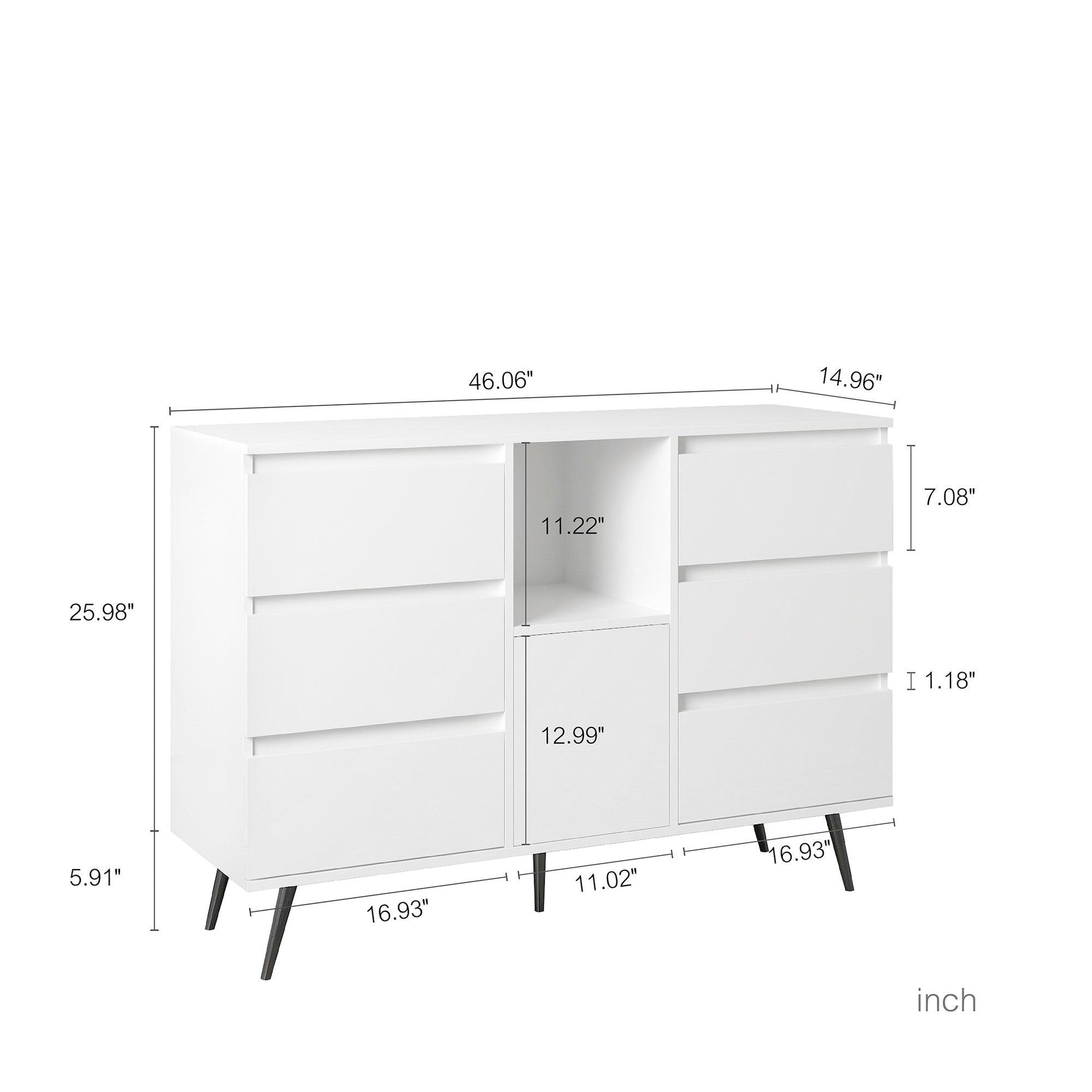 Living Room Sideboard Storage Cabinet White High Gloss with LED Light - FurniFindUSA