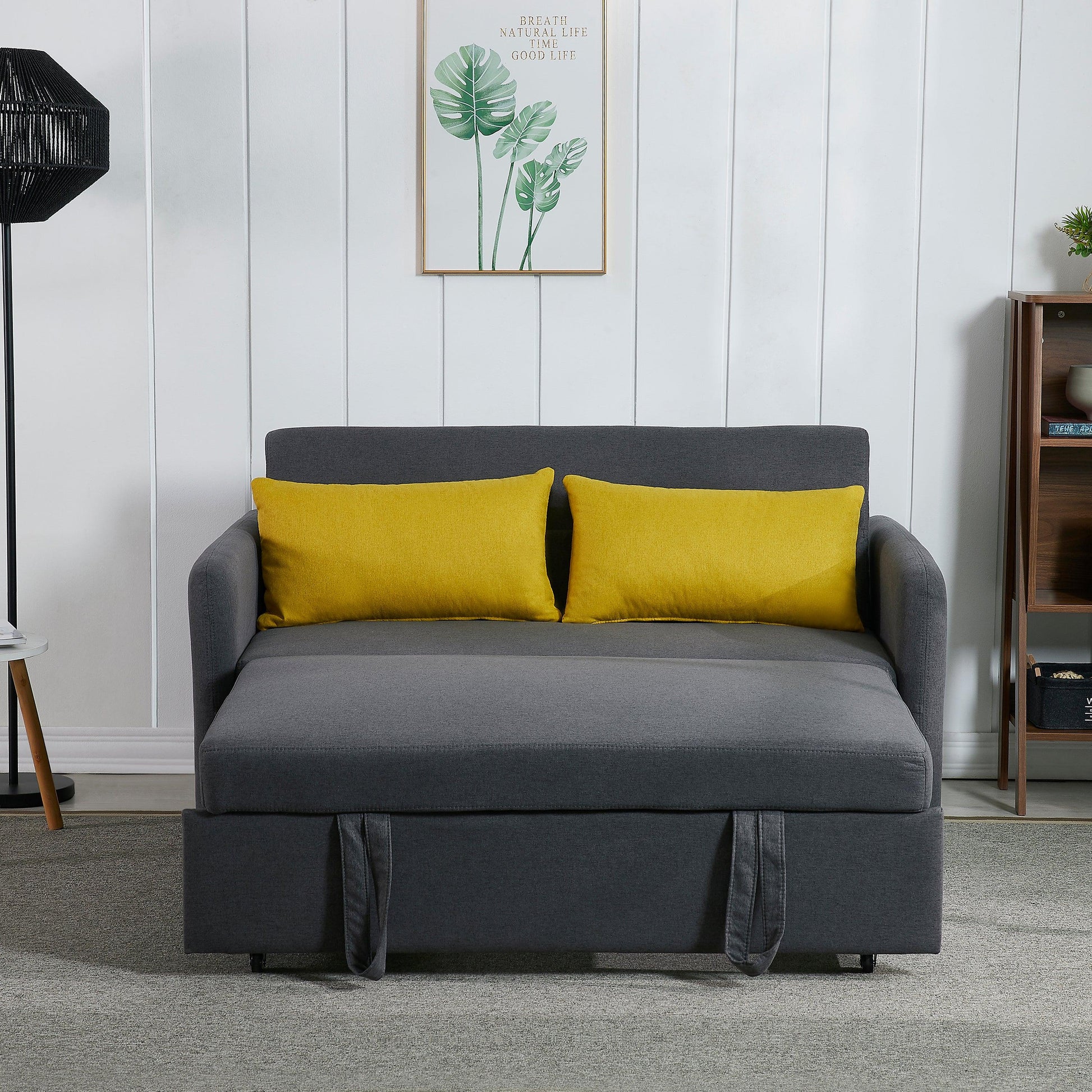 Twins Sofa Bed Grey Fabric - FurniFindUSA