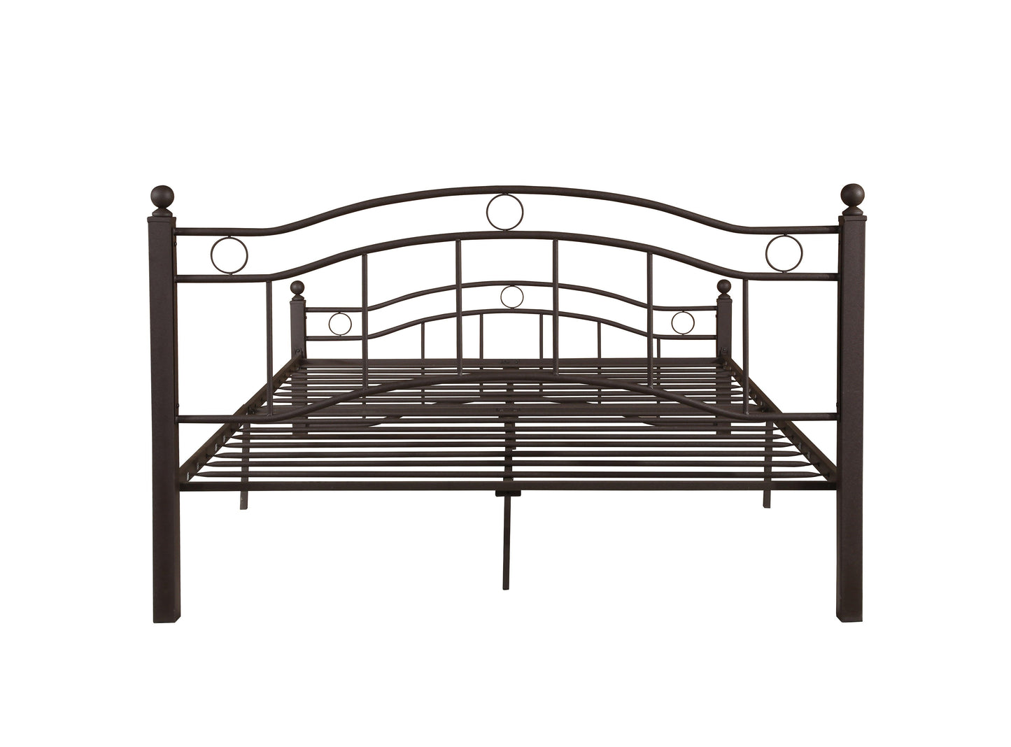 King Size Metal Bed Frame with Headboard and Footboard Bronze - FurniFindUSA