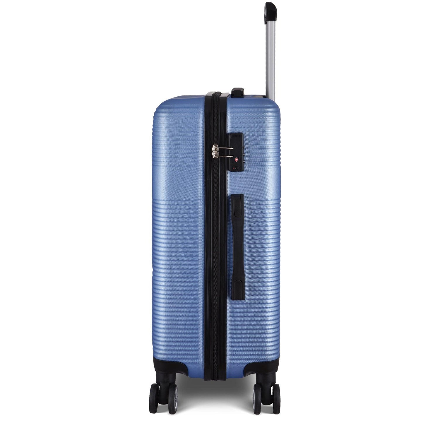 3 Piece Luggage with TSA Lock ABS, Durable Luggage Set, Spinner Wheels Cross Stripe Luggage Sets 20in/24in /28in Light Blue - FurniFindUSA