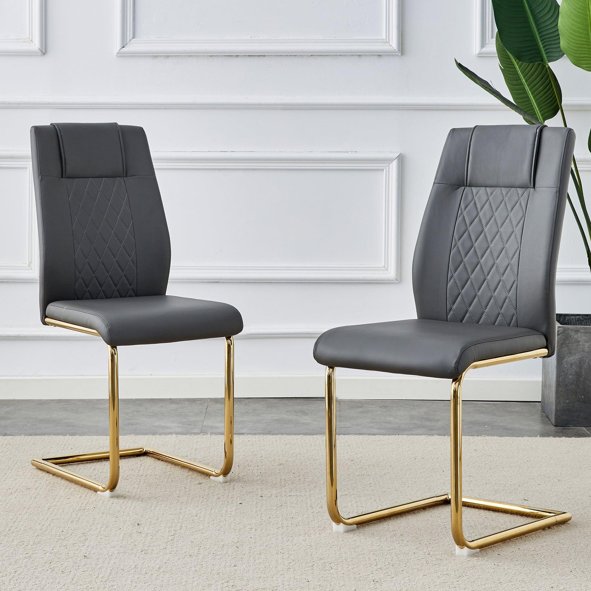 Comes with faux leather cushioned seats living room chairs with metal legs (gray+PU leather) - FurniFindUSA