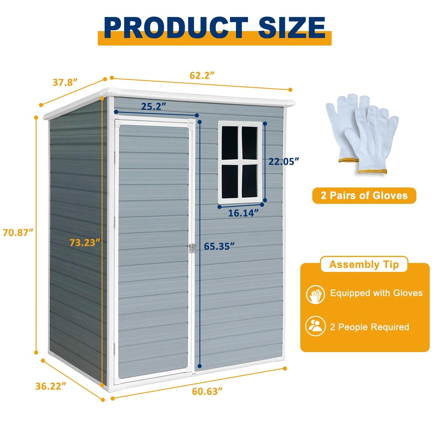 5x3ft Resin Outdoor Storage Shed Kit-Perfect to Store Patio Furniture Grey - FurniFindUSA