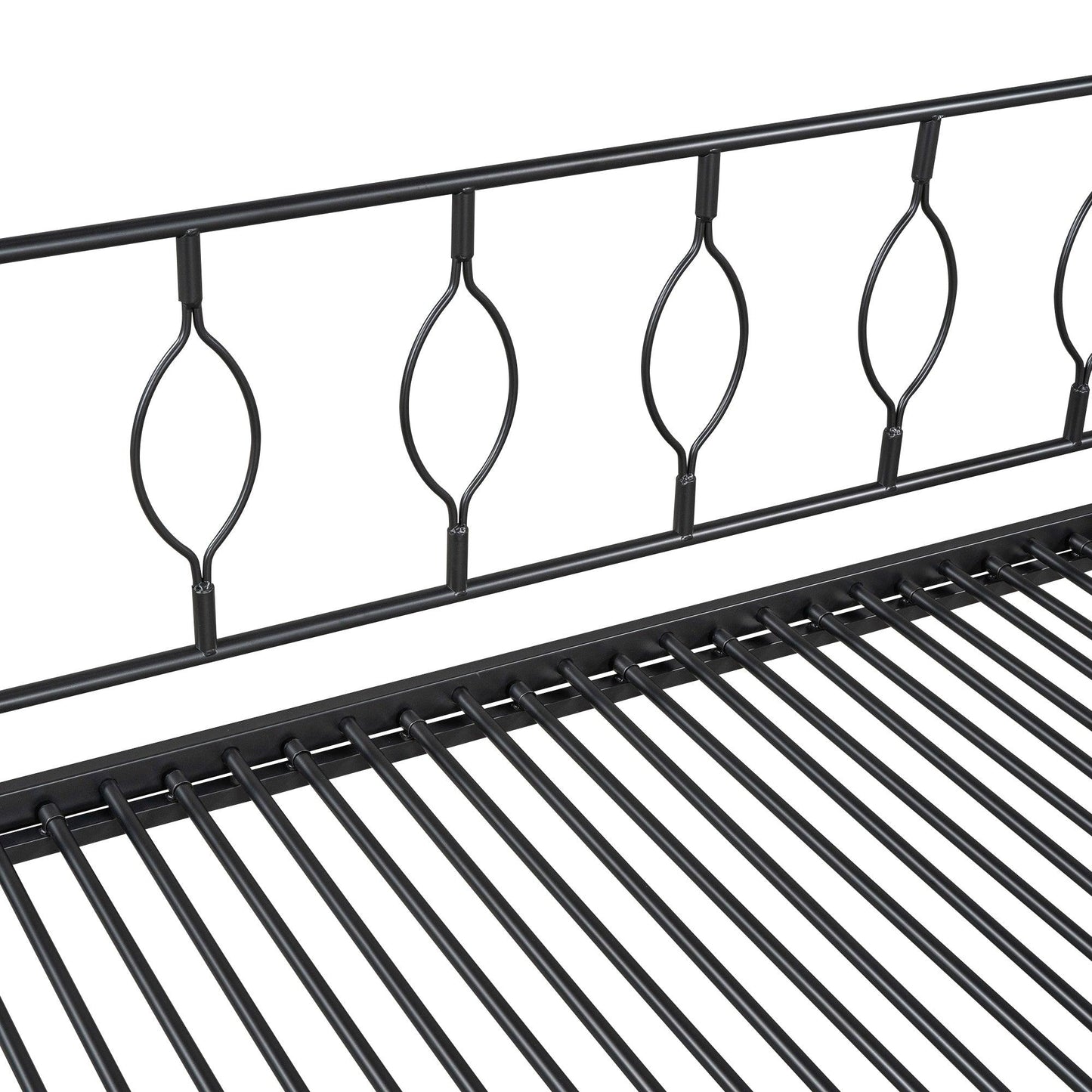 Twin Size Metal Daybed with Trundle Daybed with Slat Black - FurniFindUSA