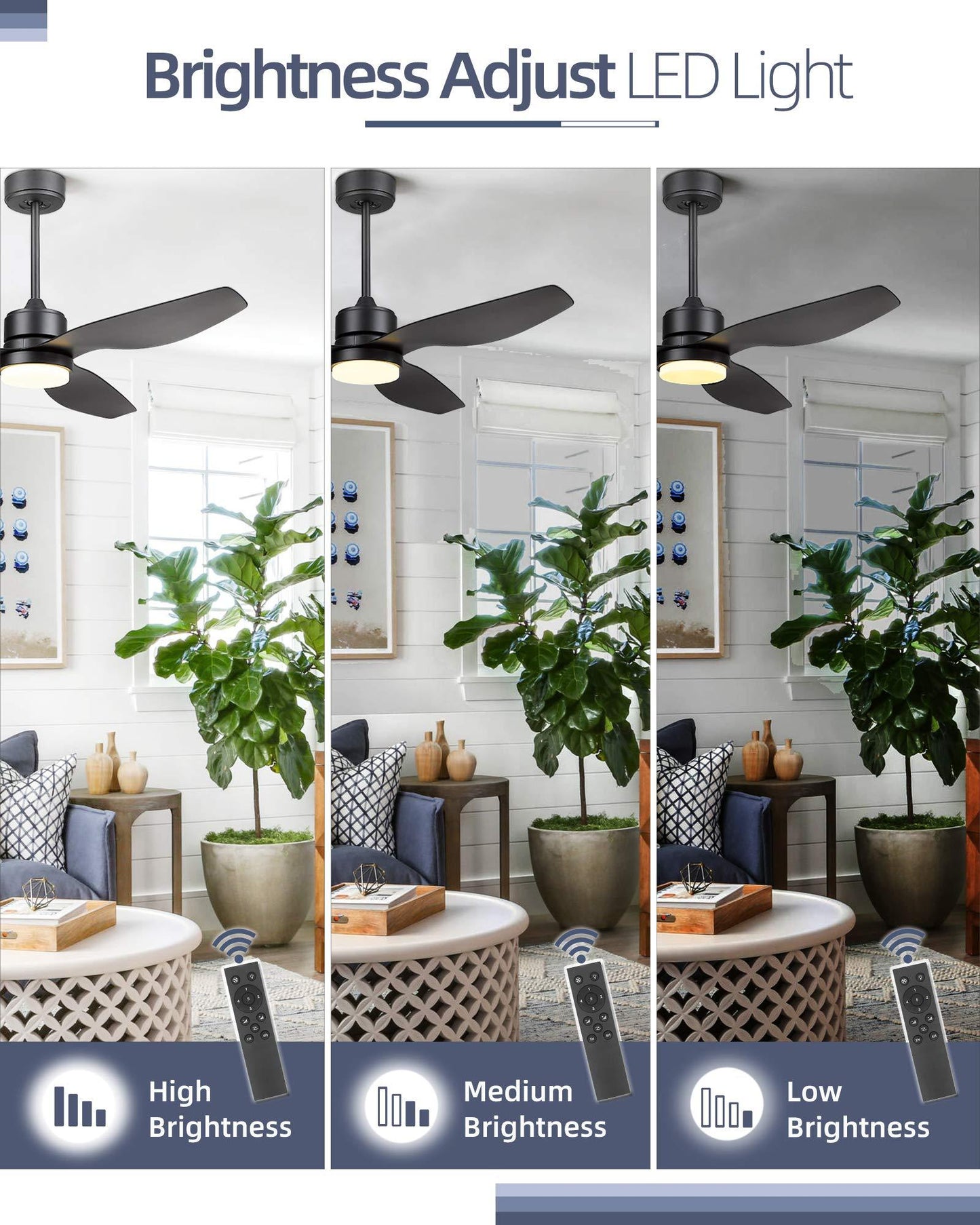 52'' Modern Smart Ceiling Fan with Light Remote Compatible with Alexa Google Voice App Control - FurniFindUSA