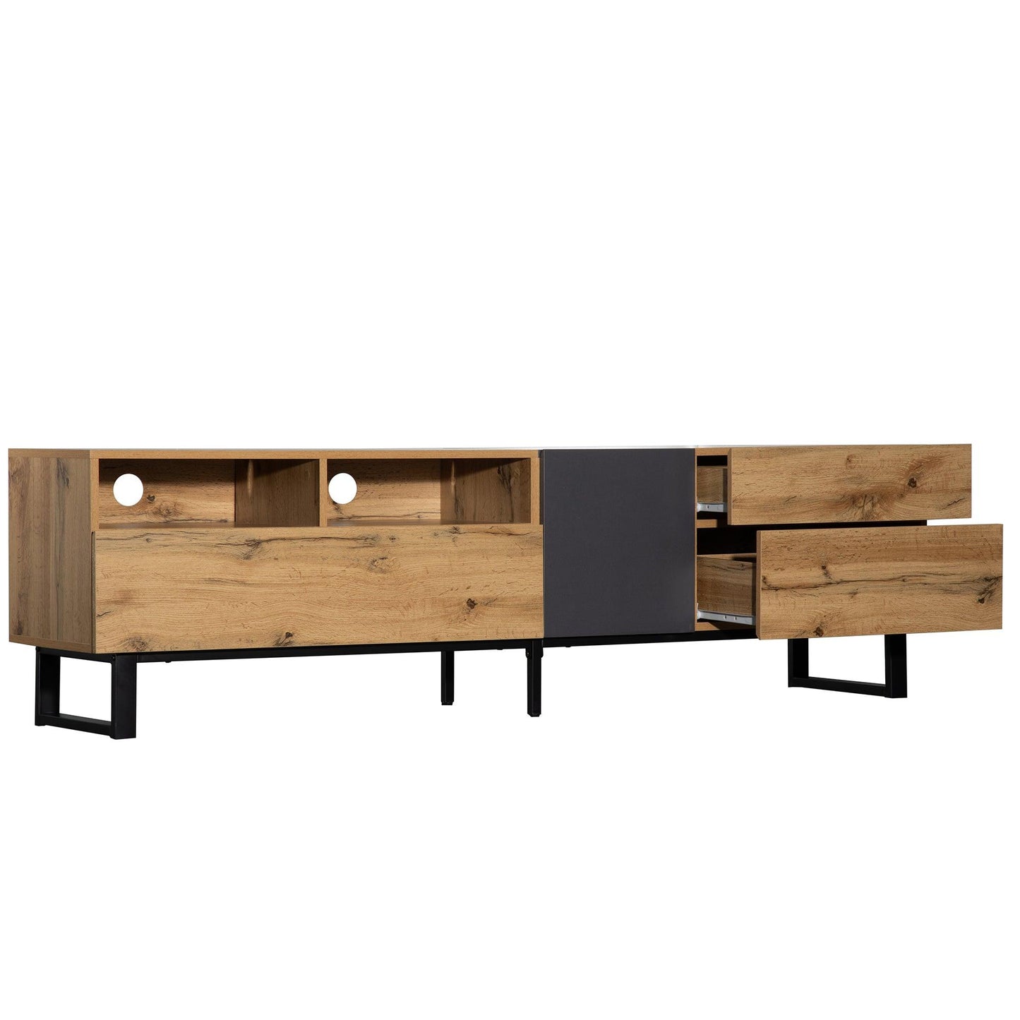 Modern TV Stand for 80'' TV with Double Storage Space - FurniFindUSA