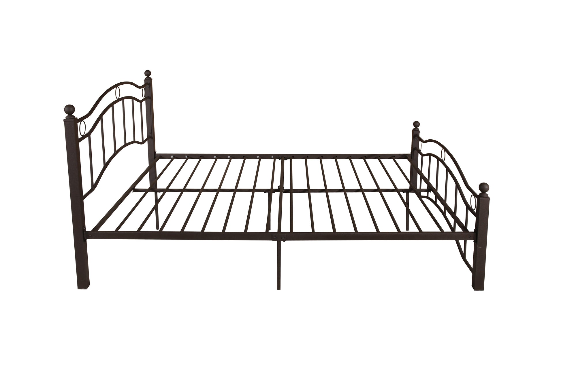 King Size Metal Bed Frame with Headboard and Footboard Bronze - FurniFindUSA