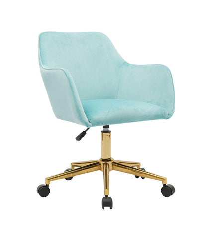 Modern Velvet Fabric Material Adjustable Height 360 revolving Home Office Chair Aqua Light Blue - FurniFindUSA