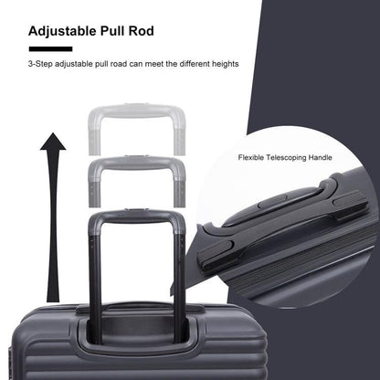 3 Piece Luggage Sets ABS Lightweight Suitcase with Two Hooks, Spinner Wheels, TSA Lock, (20/24/28) Black - FurniFindUSA