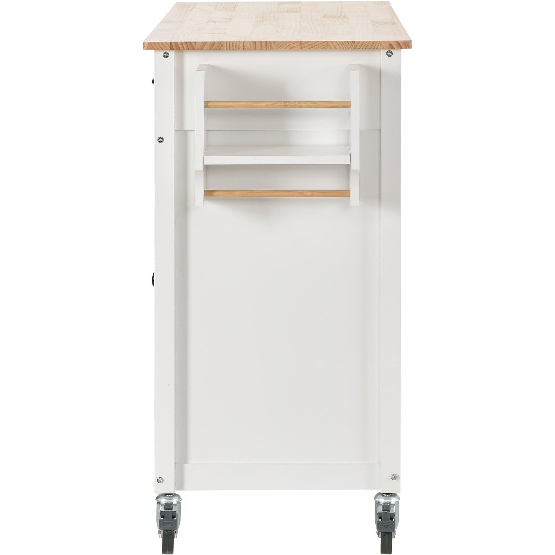 Kitchen Island Cart with Solid Wood Top and Locking Wheels 54.3 Inch Width (White) - FurniFindUSA