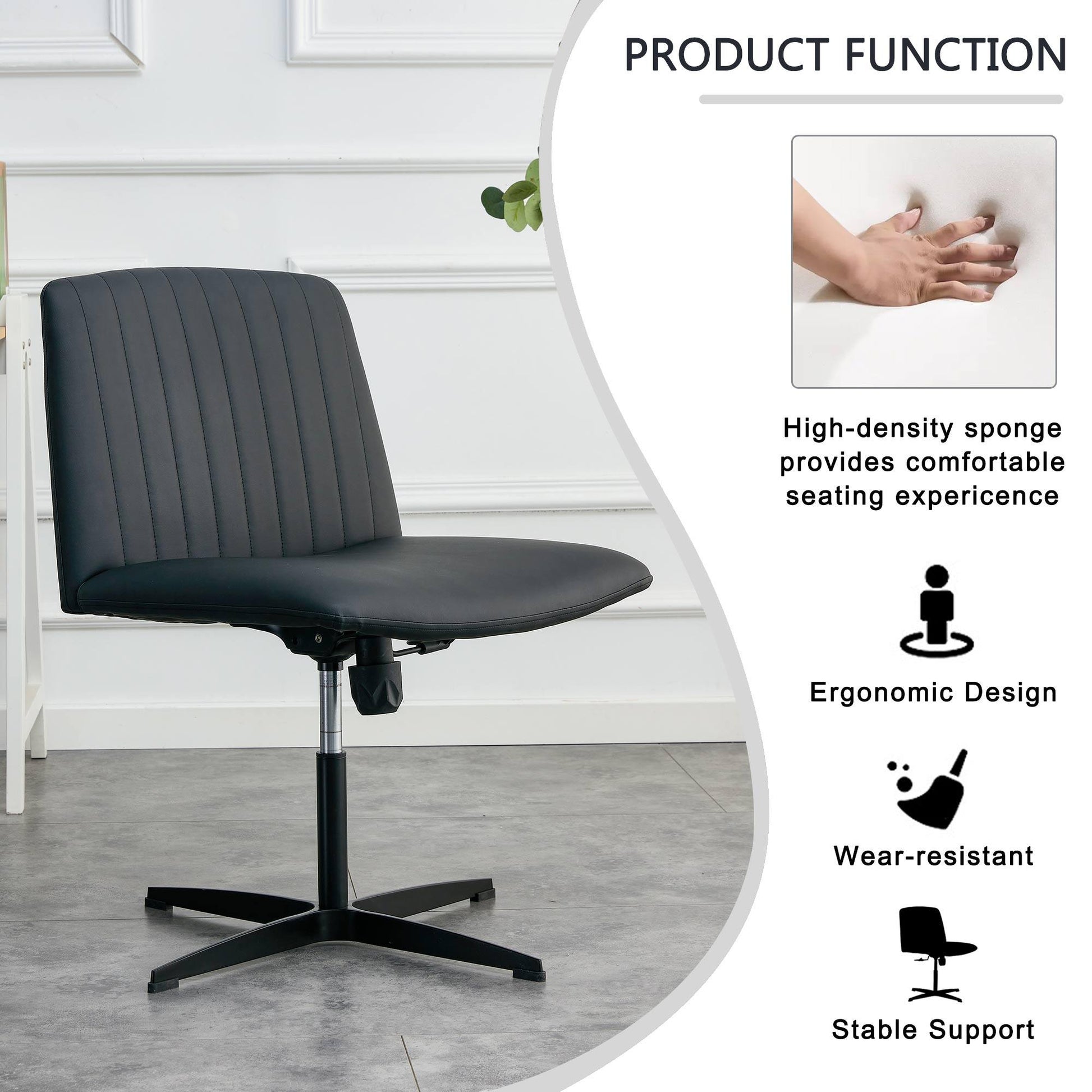 Black High Grade Pu Material. Home Computer Chair Office Chair Adjustable 360 ° Swivel Cushion Chair - FurniFindUSA