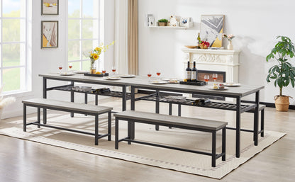 Oversized dining table set for 6 3-Piece Kitchen Table with 2 Benches Dining Room Table Set - FurniFindUSA
