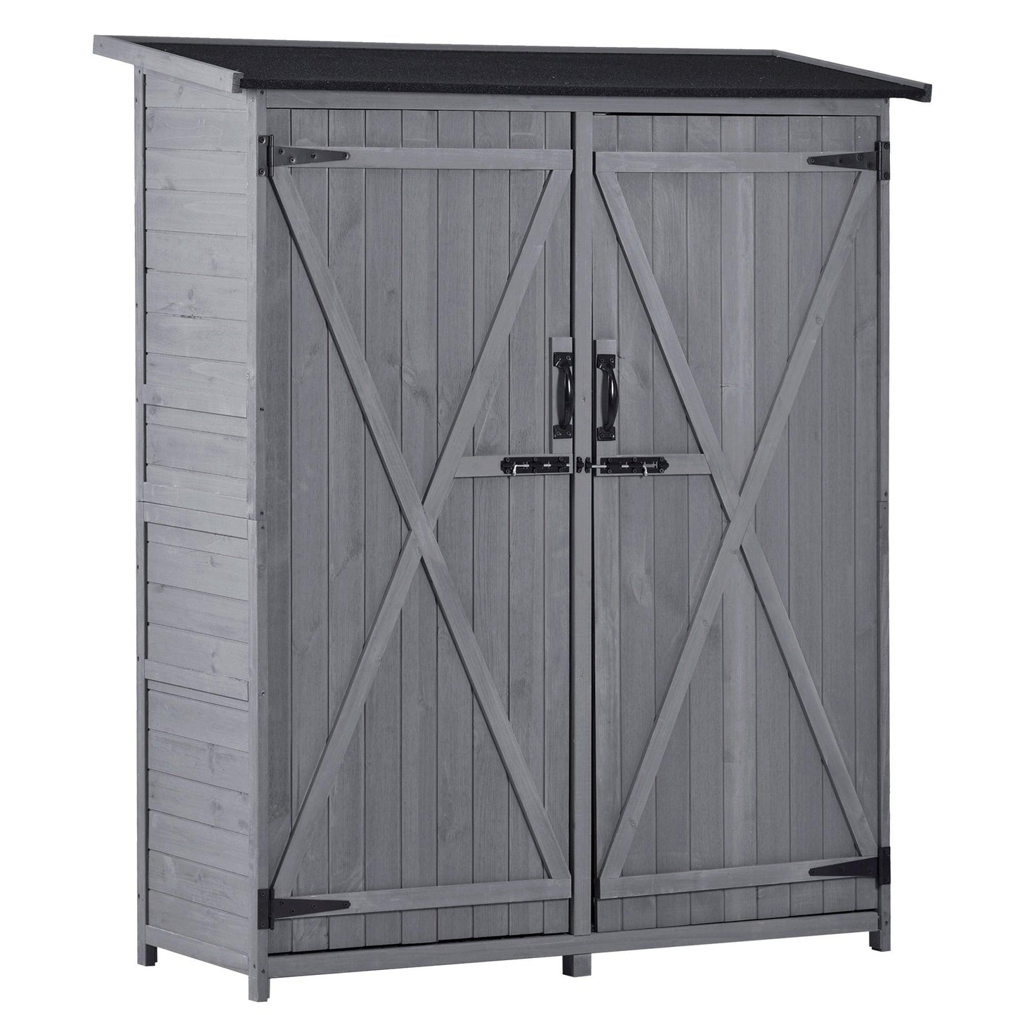 Outdoor 5.3ft Hx4.6ft L Wood Storage Shed Tool Organizer,Garden Shed, Storage Cabinet with Waterproof Asphalt Roof Gray - FurniFindUSA