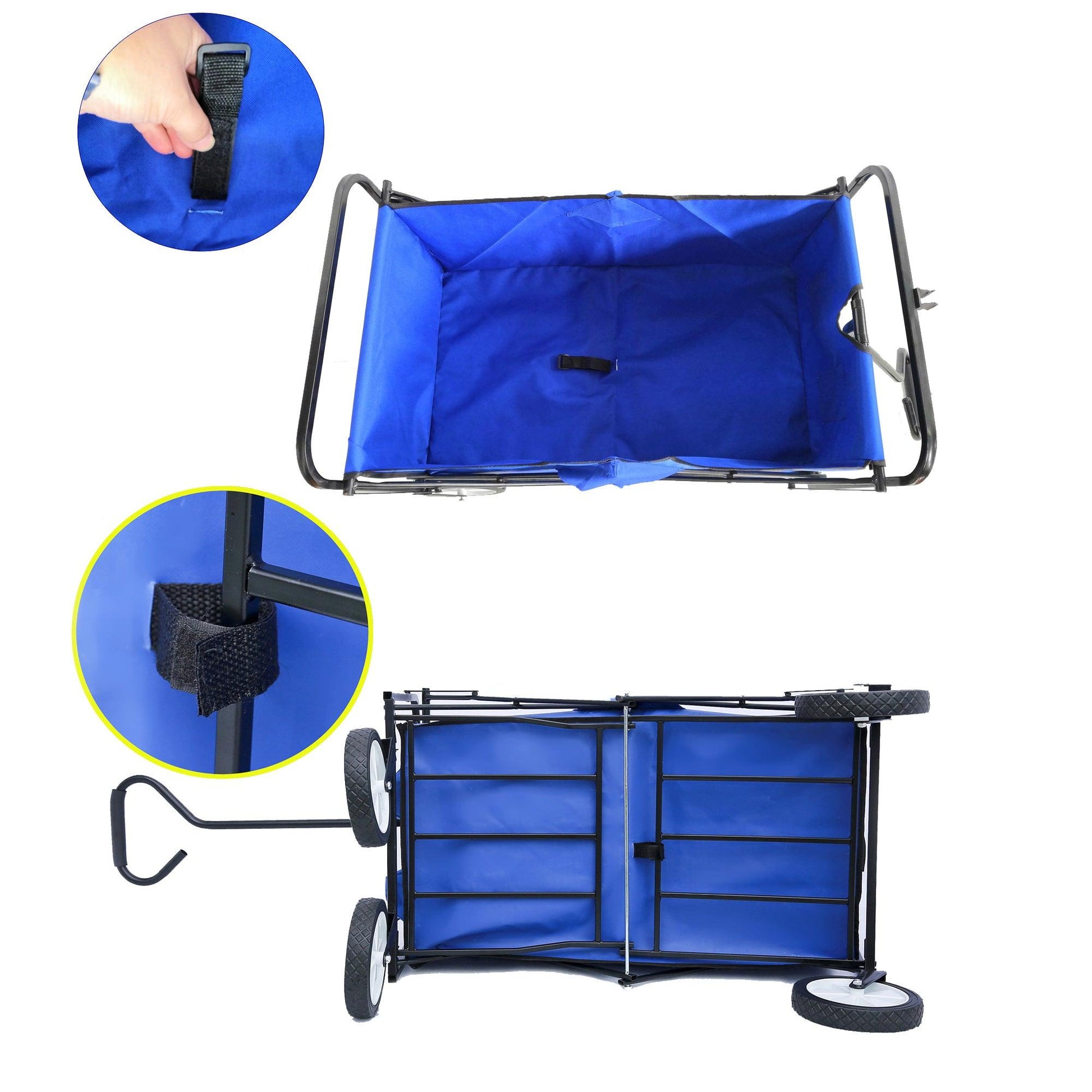 Folding Wagon Garden Shopping Beach Cart (Blue) - FurniFindUSA