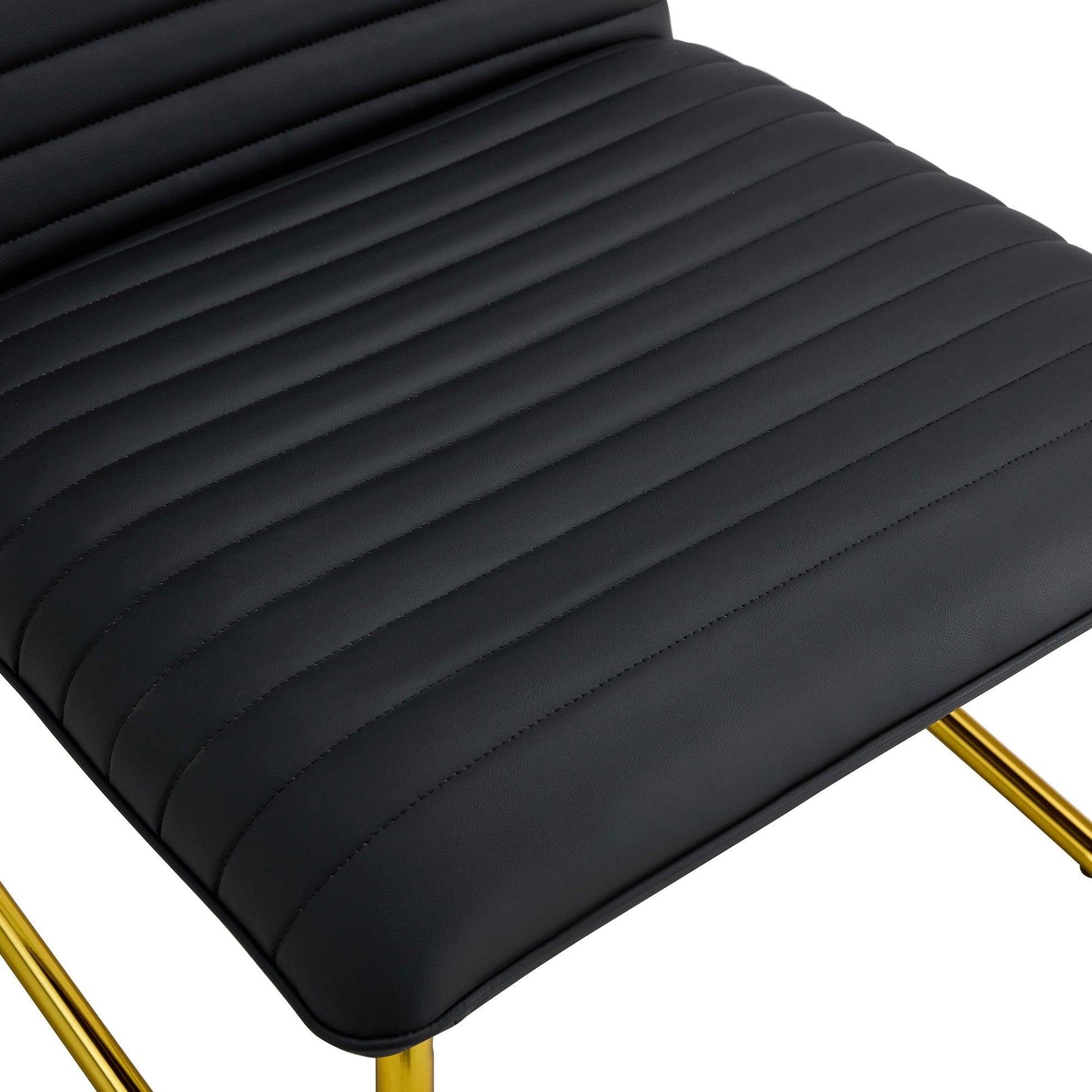 Black minimalist armless sofa chair with PU backrest and golden metal legs suitable for offices restaurants - FurniFindUSA