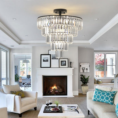 Black large crystal chandelier, modern style chandelier, dining room, living room, bedroom - FurniFindUSA