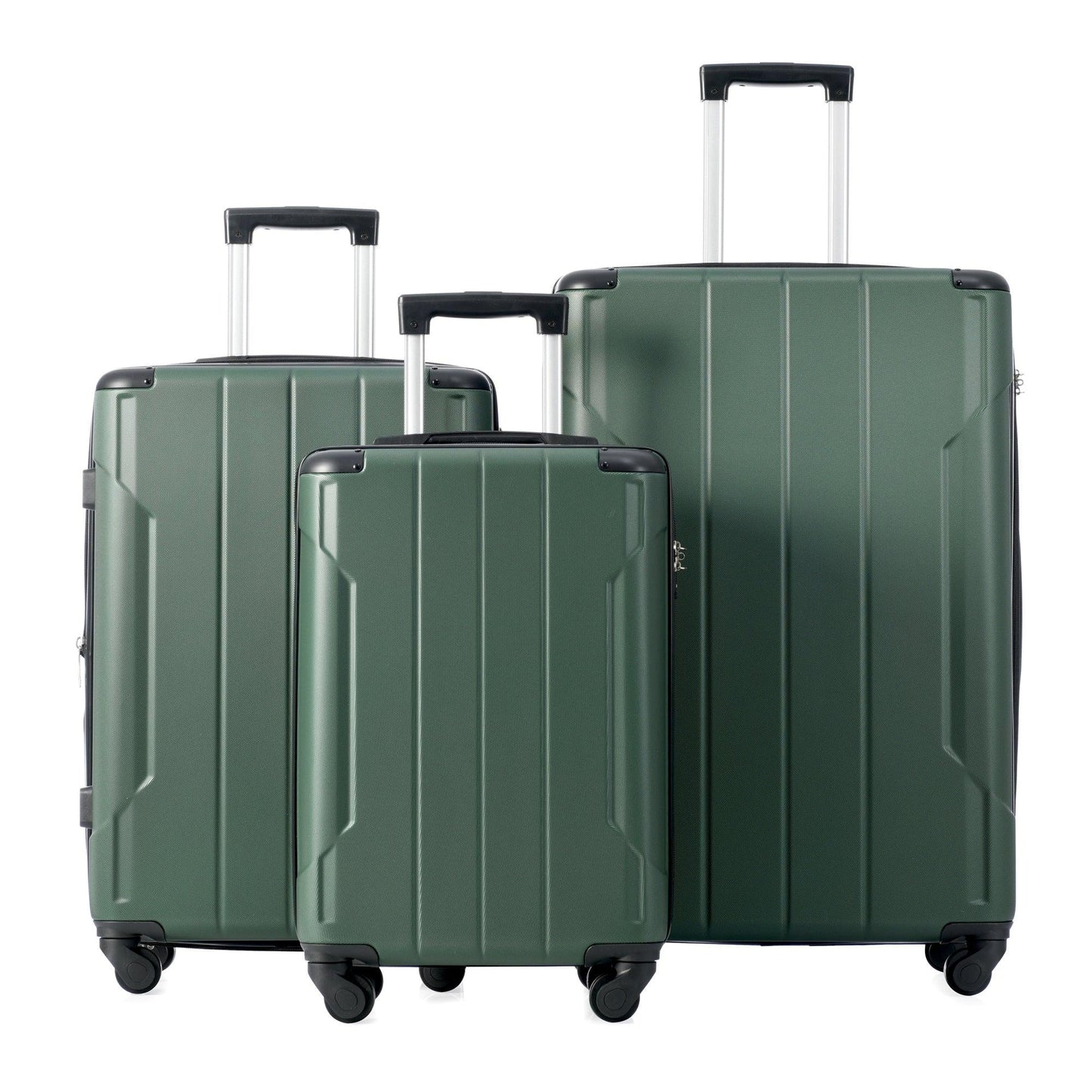 Hardshell Luggage Sets 3 Pcs Spinner Suitcase with TSA Lock Lightweight 20''24''28'' Green + ABS - FurniFindUSA