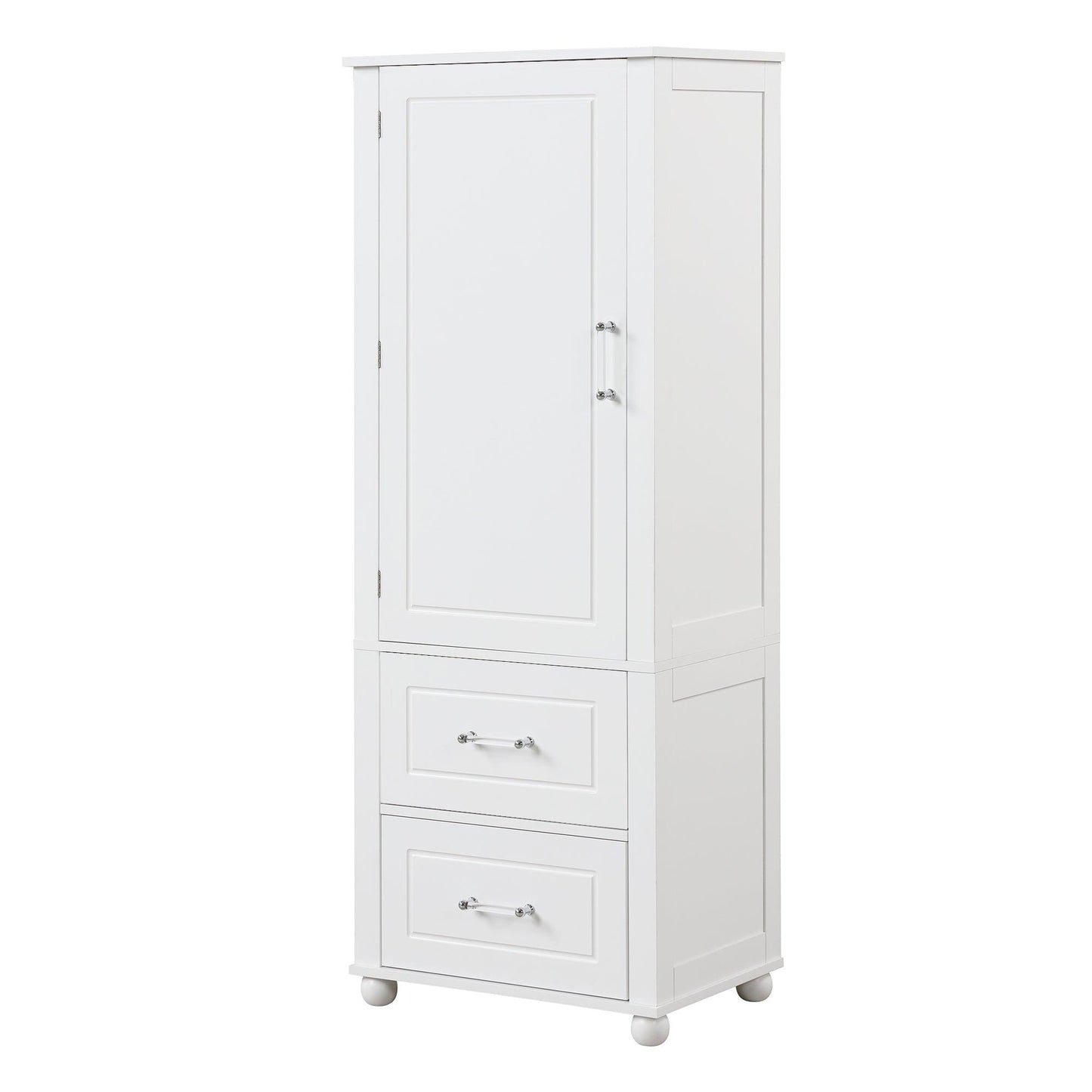 Tall bathroom storage cabinet with two drawers and adjustable shelves for independent storage - FurniFindUSA