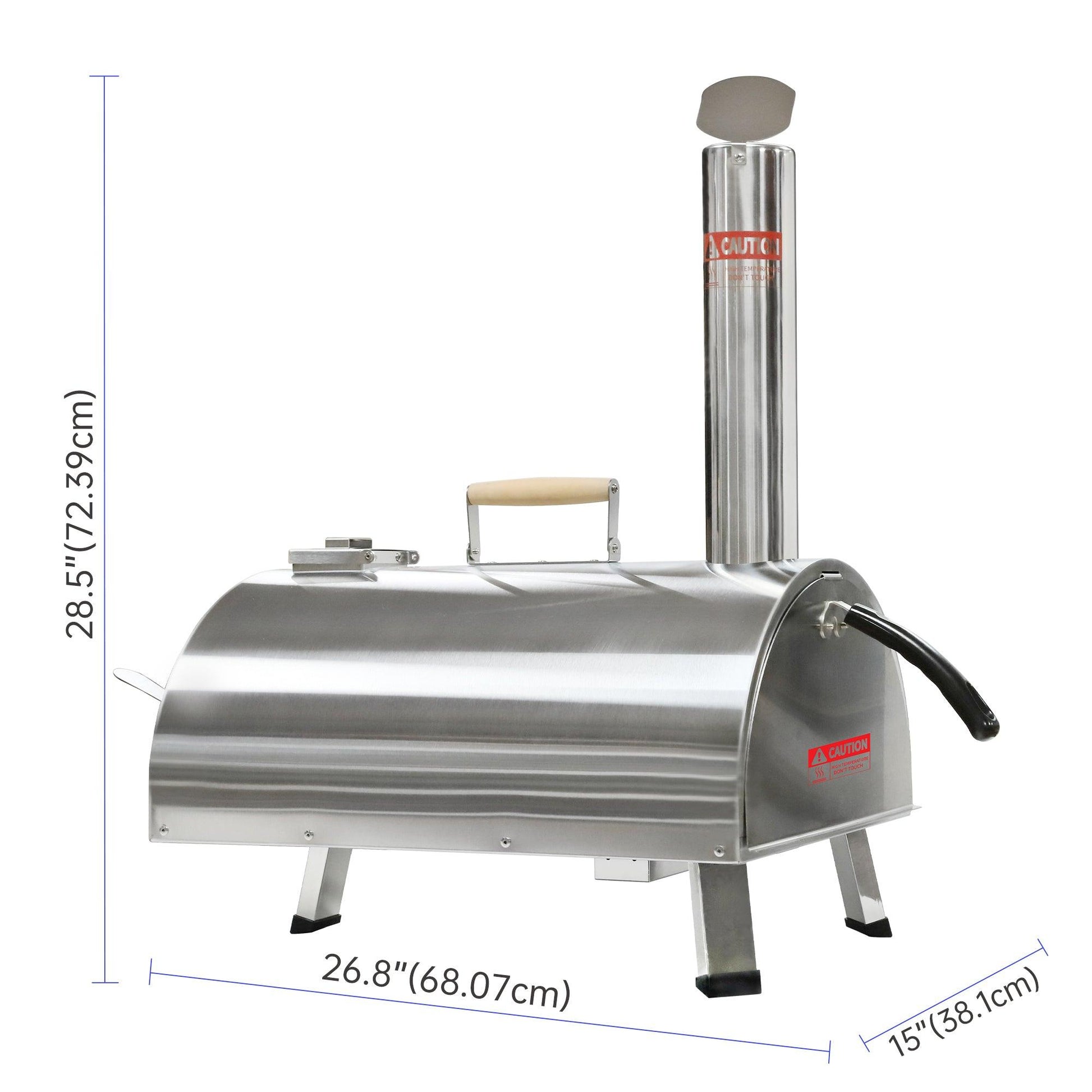 Silver Pizza Oven Outdoor 12" Semi-Automatic Rotatable Pizza Ovens Portable Stainless Steel - FurniFindUSA