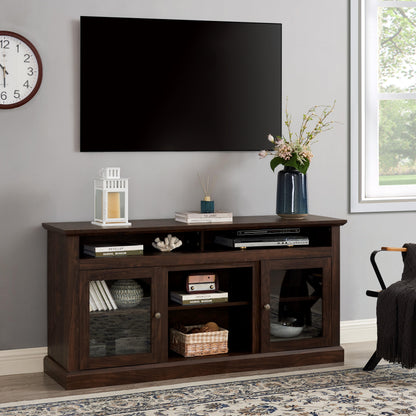 Contemporary TV Media Stand Modern Entertainment Console Brown - FurniFindUSA