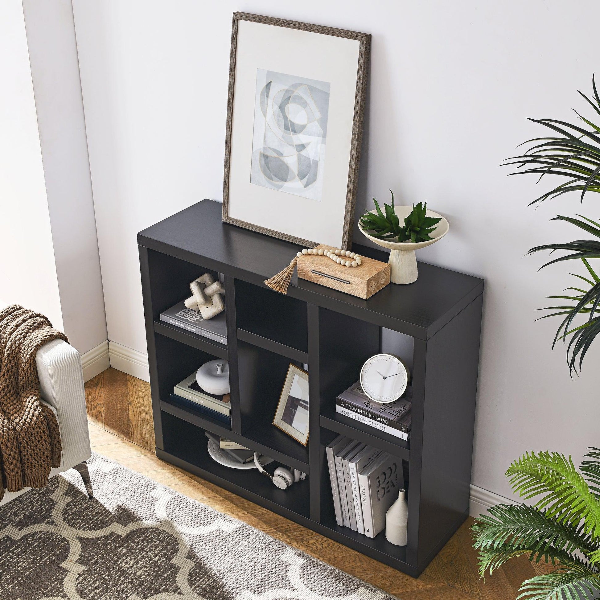 Open Wooden Open Shelf Bookcase Freestanding Display Storage Cabinet with 7 Cube Storage Spaces - FurniFindUSA