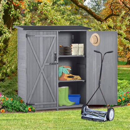 Outdoor 5.3ft Hx4.6ft L Wood Storage Shed Tool Organizer,Garden Shed, Storage Cabinet with Waterproof Asphalt Roof Gray - FurniFindUSA