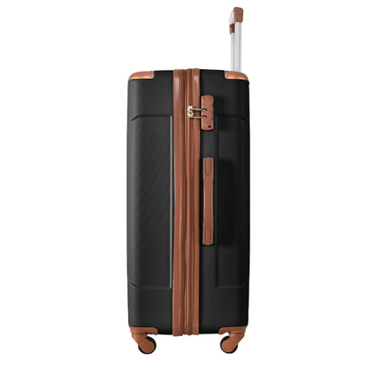 Hardshell Luggage Spinner Suitcase with TSA Lock Lightweight Expandable 24'' (Single Luggage) Black Brown + ABS + 24 Inch - FurniFindUSA