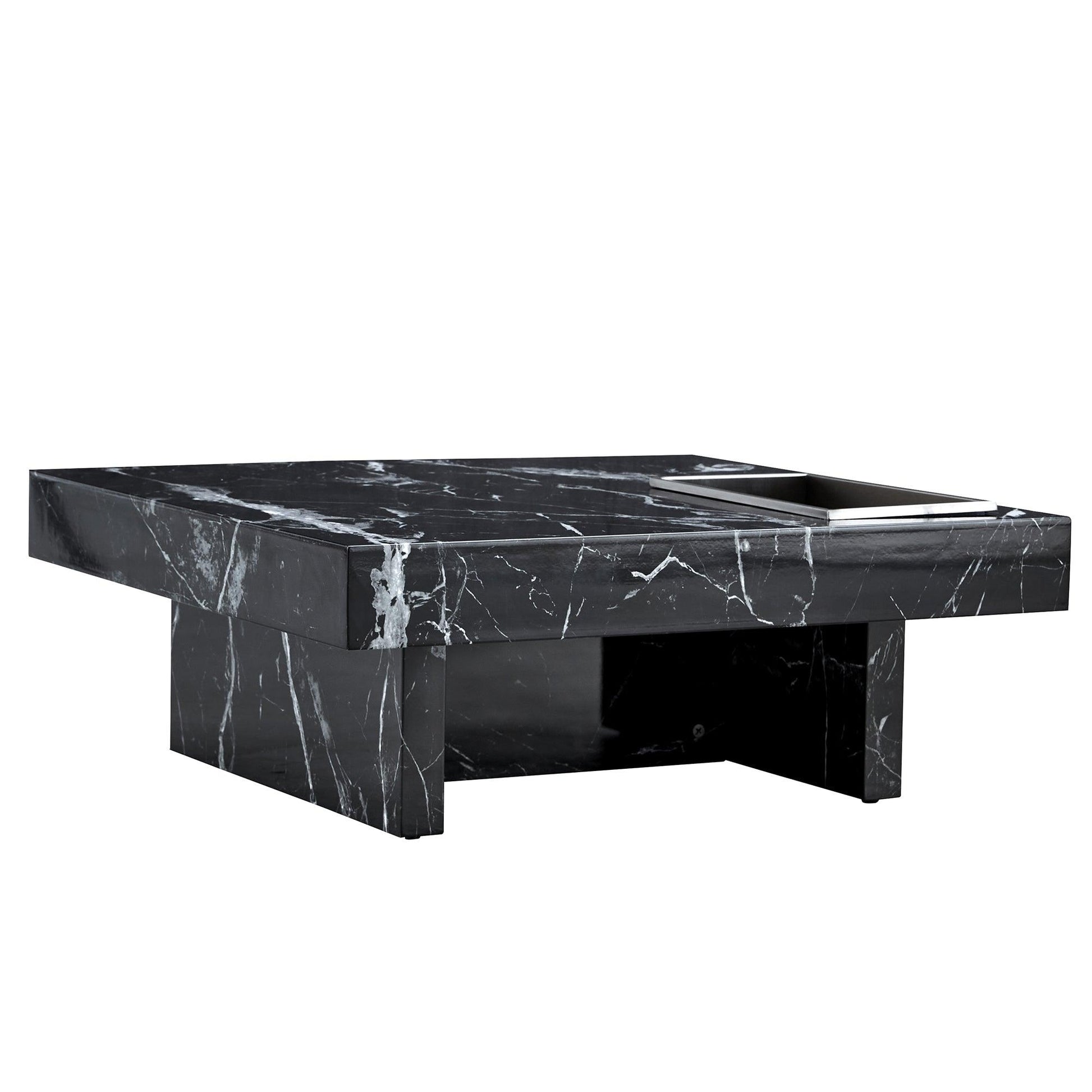 A modern and practical coffee table made of MDF material with black patterns - FurniFindUSA