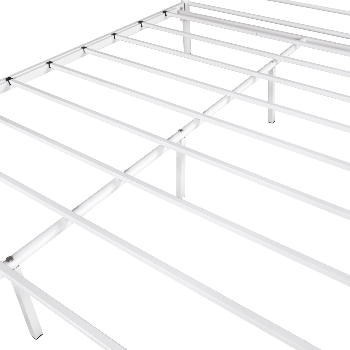 Heavy Duty Twin-Over-Full Metal Bunk Bed Easy Assembly with Enhanced Upper-Level Guardrail White - FurniFindUSA