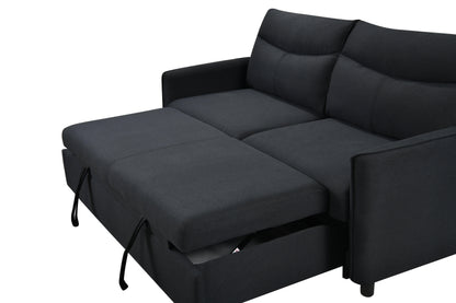 3 in 1 Convertible Sleeper Sofa Bed Modern Fabric Loveseat Futon Sofa Couch w/Pullout Bed Black - FurniFindUSA