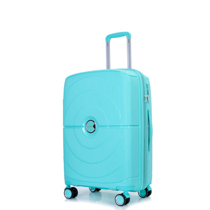 Expandable Hardshell Suitcase Double Spinner Wheels PP Luggage Sets Lightweight Durable 3-Piece Set (20/24/28) , Lake Blue - FurniFindUSA