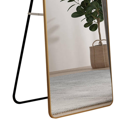 The 1st generation of floor mounted full length mirrors Aluminum alloy metal frame arched wall mirror bathroom makeup mirror - FurniFindUSA