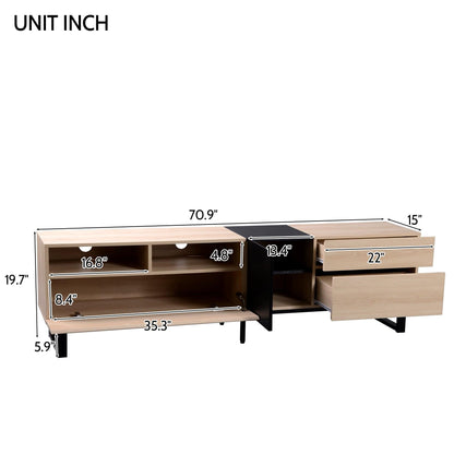 Modern TV Stand for 80'' TV with Double Storage Space Media Console Table Entertainment Center with Drop Down Door - FurniFindUSA