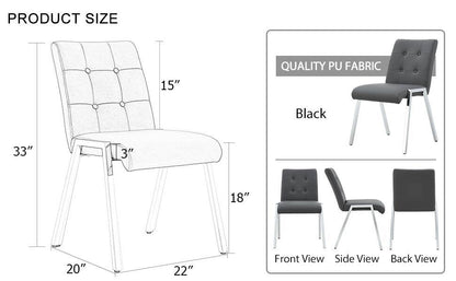 Grid armless high back dining chair 2-piece set office chair - FurniFindUSA