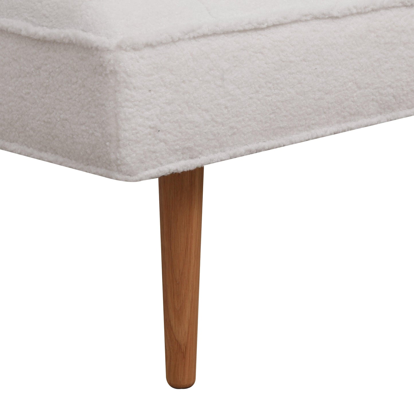 Channel Tufted Bench White Sherpa Upholstered End of Bed Benches with Wooden Legs (White) - FurniFindUSA