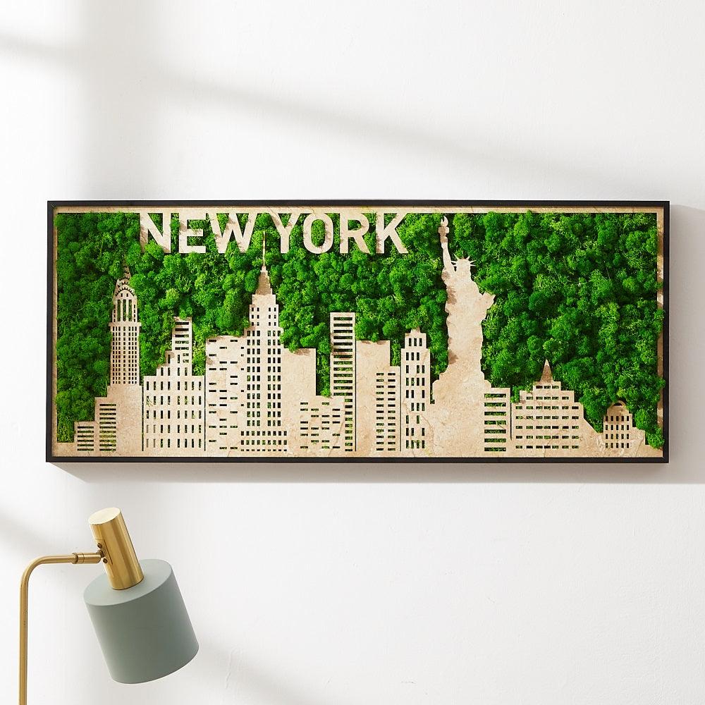 New York Moss City Silhouette Metal Wall Art Small - FurniFindUSA