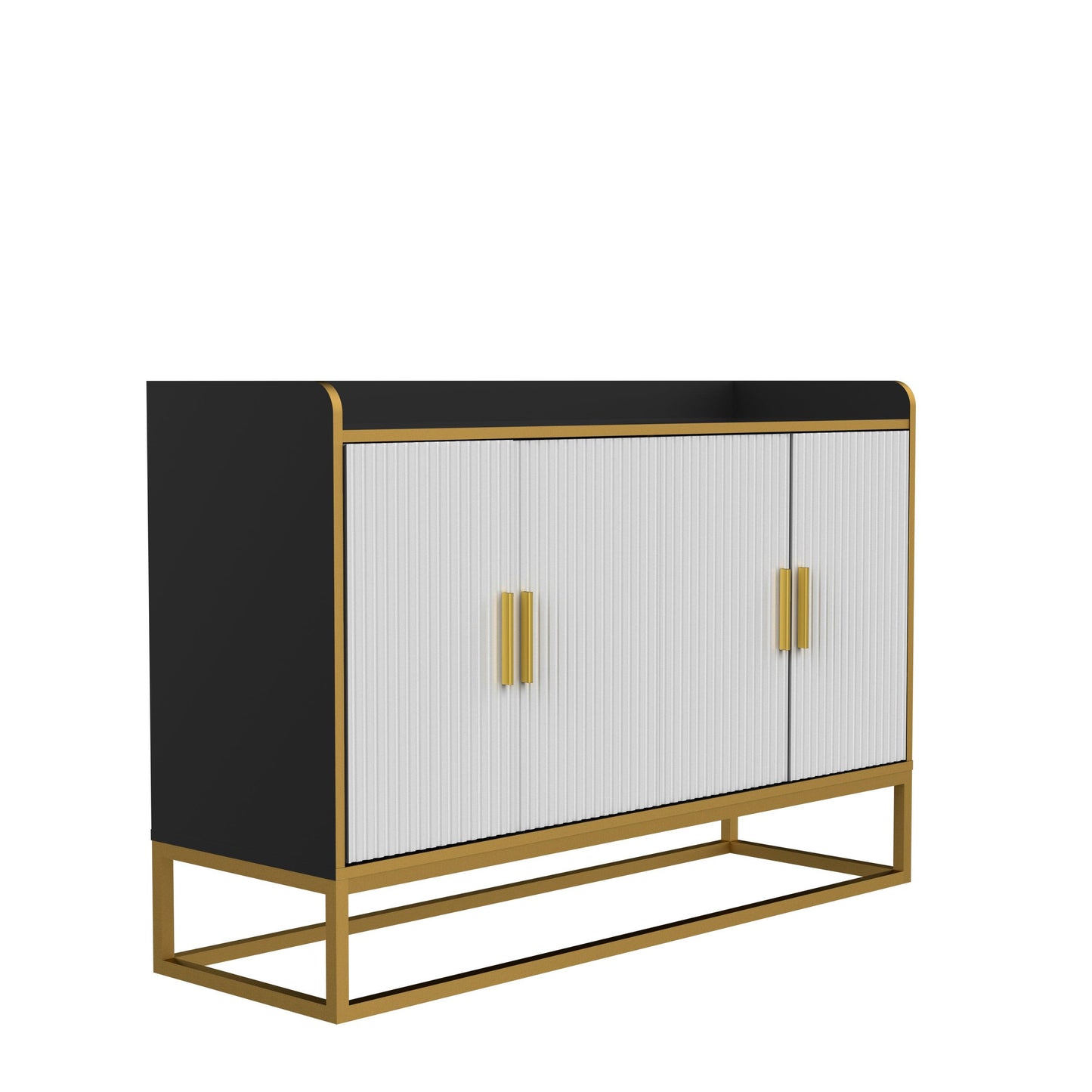 Modern Kitchen Buffet Storage Cabinet Cupboard Gloss with Metal Legs for living room Kitchen (BLACK) - FurniFindUSA