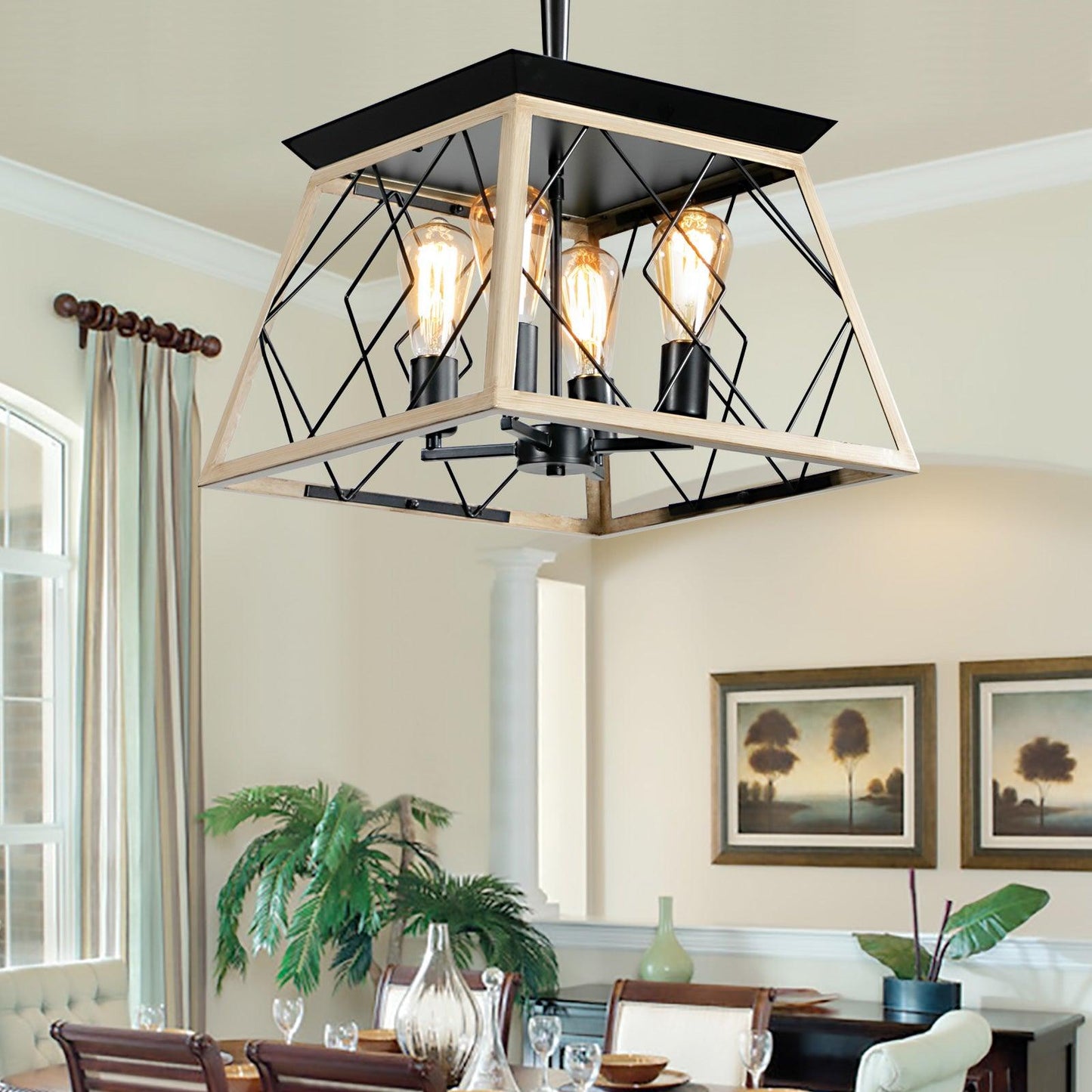 4-Light Farmhouse Chandeliers For Dining Room (No Bulbs) - FurniFindUSA