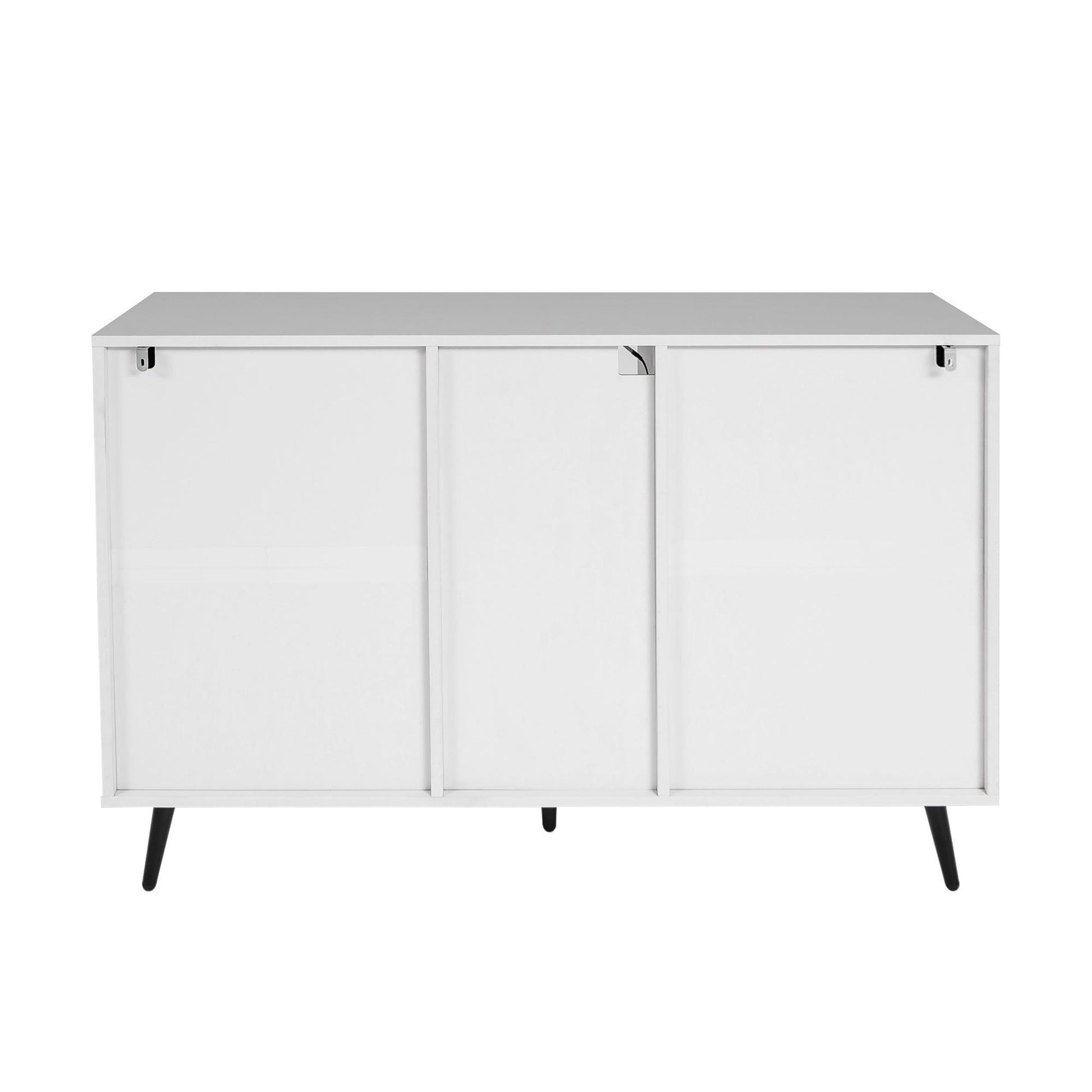 Living Room Sideboard Storage Cabinet White High Gloss with LED Light - FurniFindUSA