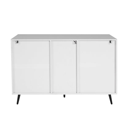 Living Room Sideboard Storage Cabinet White High Gloss with LED Light - FurniFindUSA
