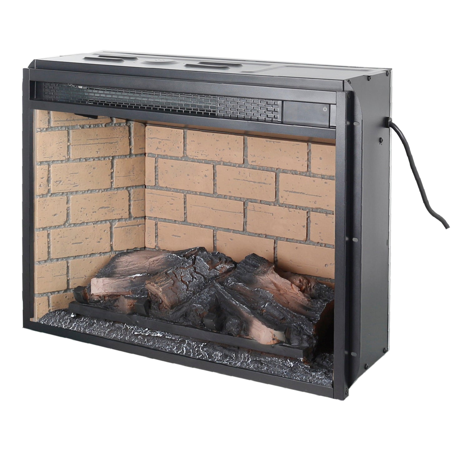 23 inch infrared quartz heater fireplace insert -woodlog version with brick - FurniFindUSA