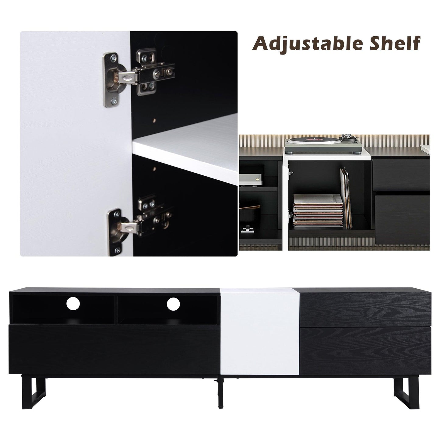 Modern TV Stand for 80'' TV with Double Storage Space Media Console Table - FurniFindUSA